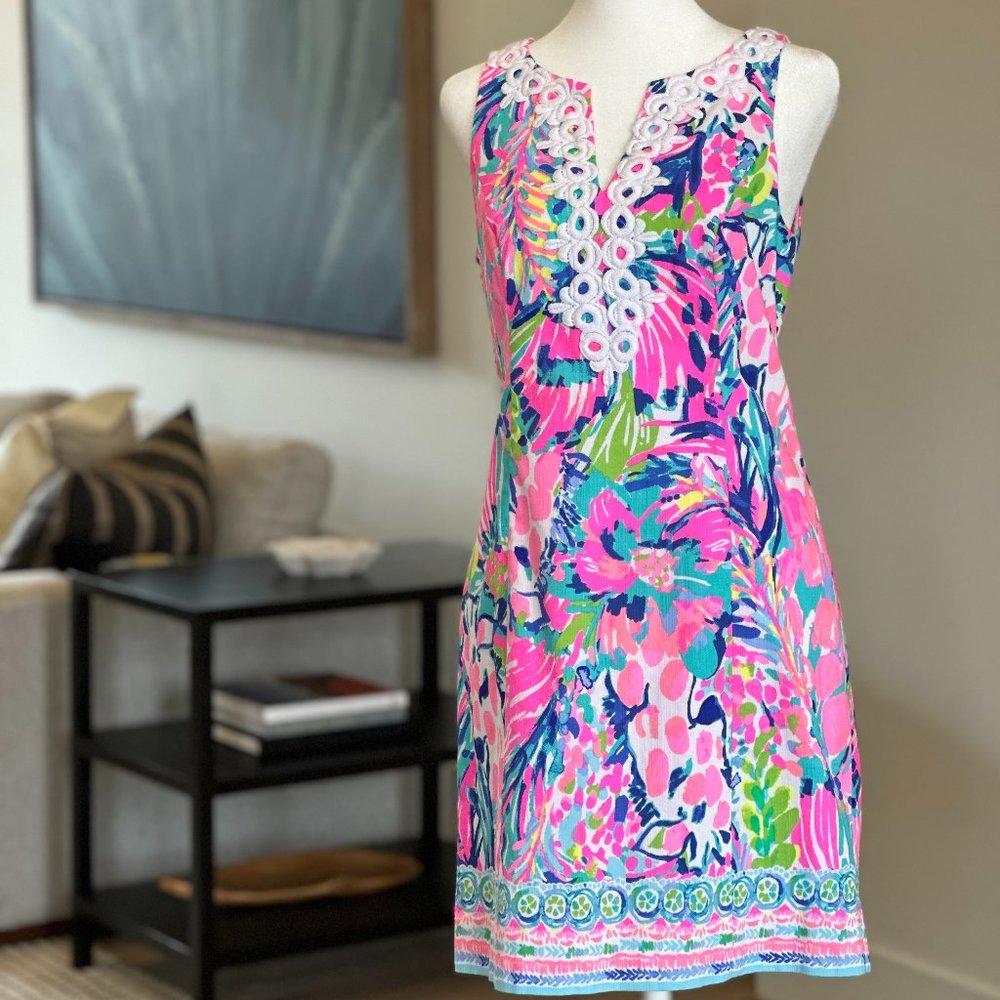 LILLY PULITZER GABBY SHIFT DRESS GUMBO LIMBO SIZE 2